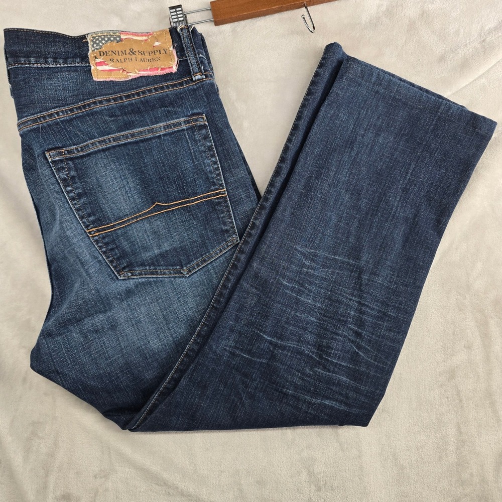 DENIM SUPPLY RALPH LAUREN Bedford Straight Mens Dark Wash Jeans Size 34x28